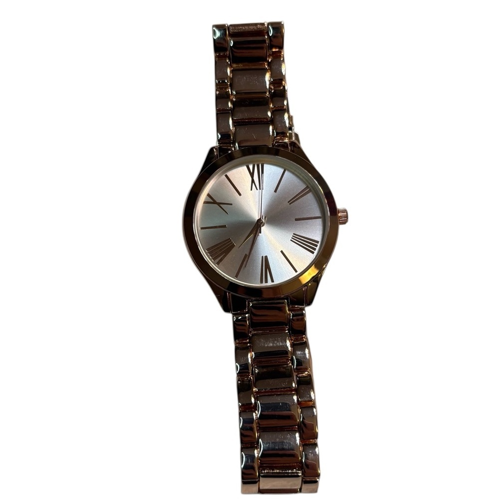 INC International Concepts Rose Gold Watch Metallic Bracelet 3-hand Quartz Clasp